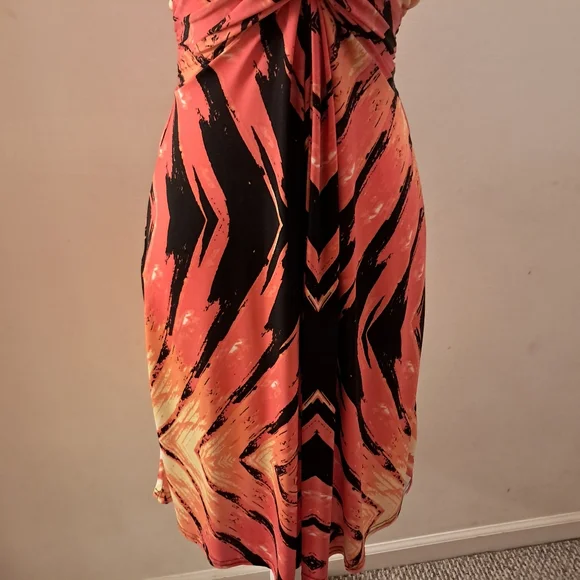 XTSY Dress Women's Medium M Orange Resortwear Knot Front Cruise Summer Boutique - Picture 3 of 11